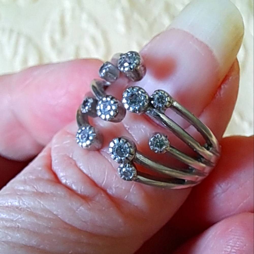 Sterling Silver Shooting Star Moissanite Size 7 Split Ring Hallmarked S925